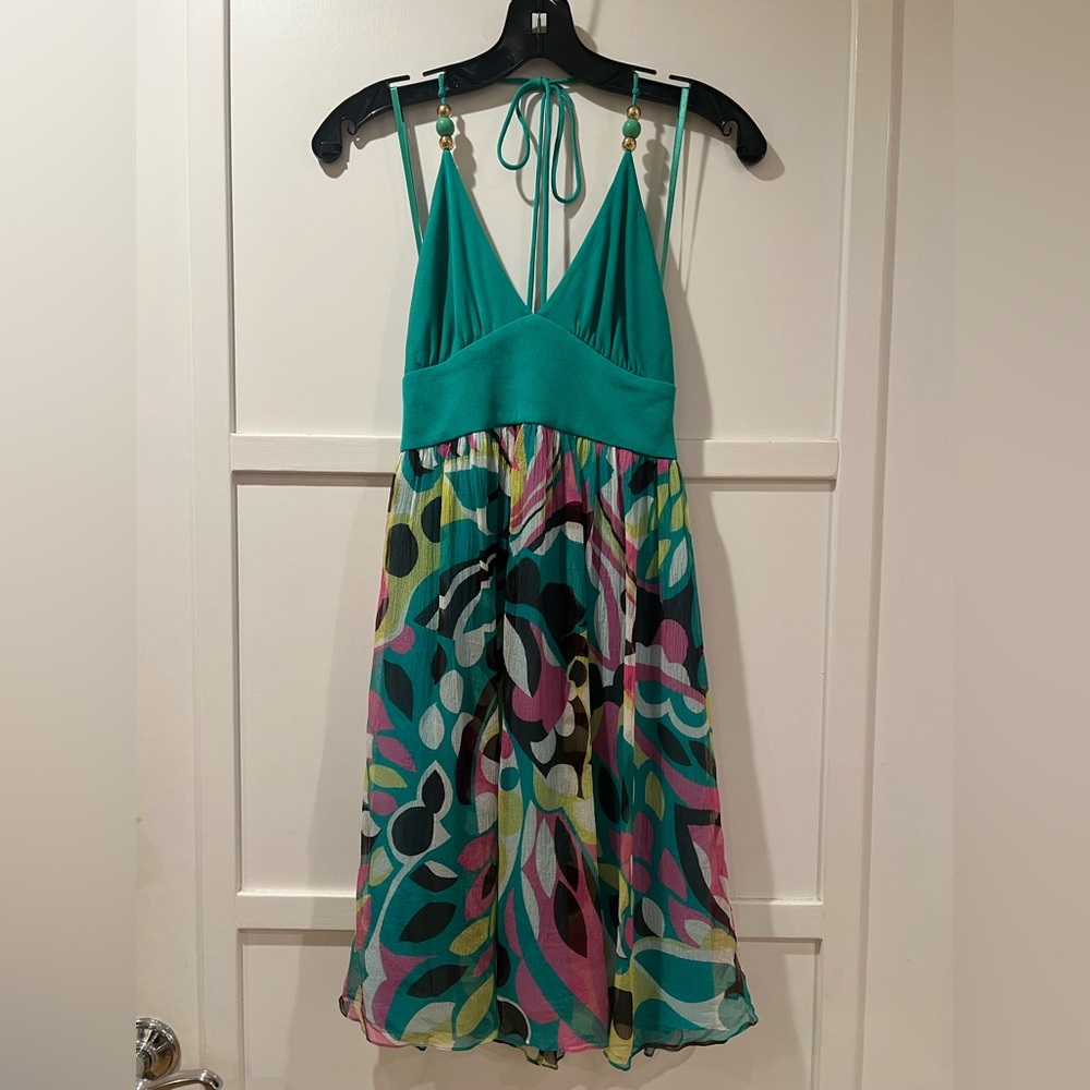 Milly Teal Halter Dress 2